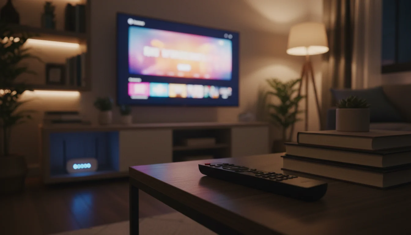 Shared apartment TV showing IPTV buffering and lag