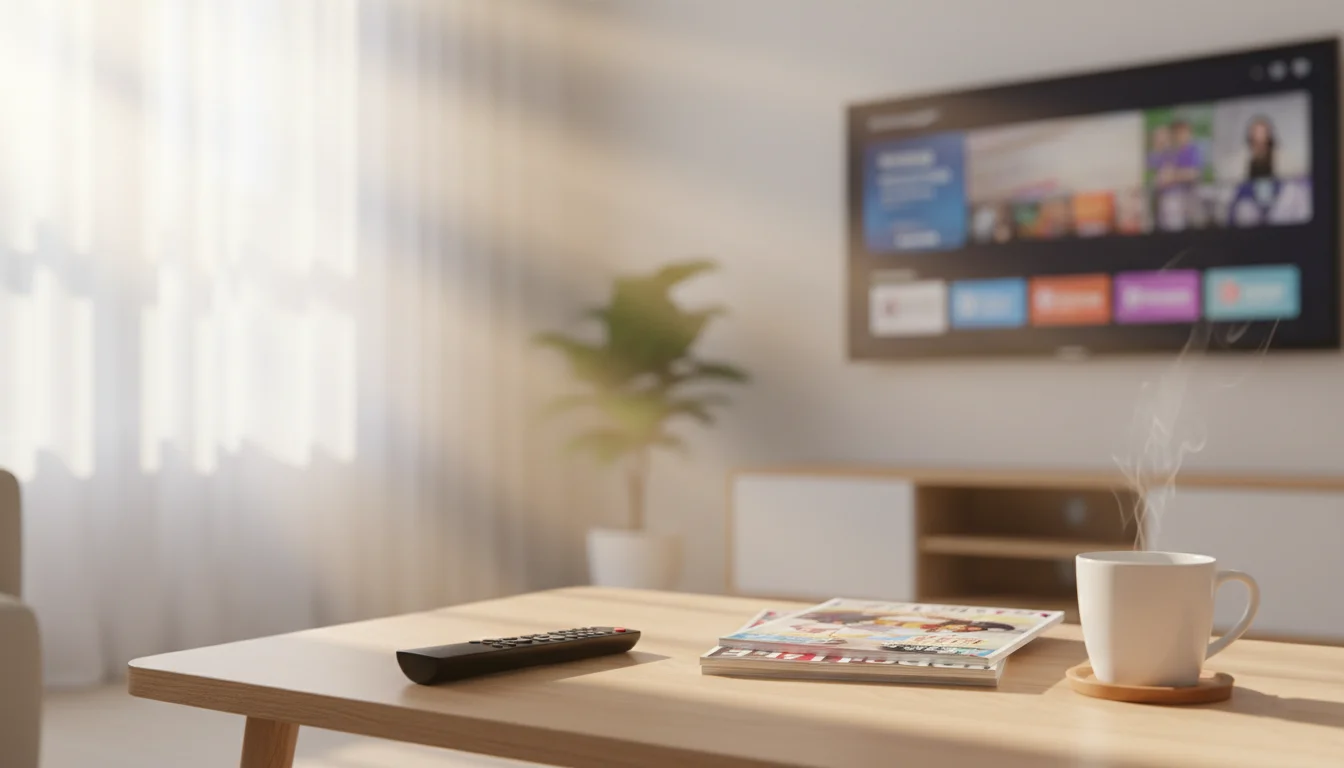 Firestick IPTV setup in a small living room